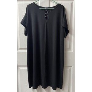 The Limited Dress Womens Plus 1X Black Knee Length Sheath Short Sleeve